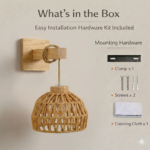 Proudome Jute & Wooden Wall Light – Decorative Rustic Wall Lamp for Living Room, Bedroom & Hallway (Bulb Not included) - Image 7