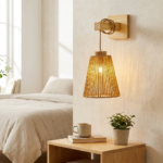 Proudome Jute & Wooden Wall Lamp | Decorative Indoor Wall Lighting for Modern Interiors (Bulb Not included) - Image 3