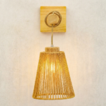 Proudome Jute & Wooden Wall Lamp | Decorative Indoor Wall Lighting for Modern Interiors (Bulb Not included) - Image 4