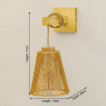 Proudome Jute & Wooden Wall Lamp | Decorative Indoor Wall Lighting for Modern Interiors (Bulb Not included) - Image 6
