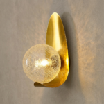 Proudome Decorative Glass Globe Wall Light | Gold Finish Designer Wall Sconce for Modern Interiors (G9 Bulb Included)