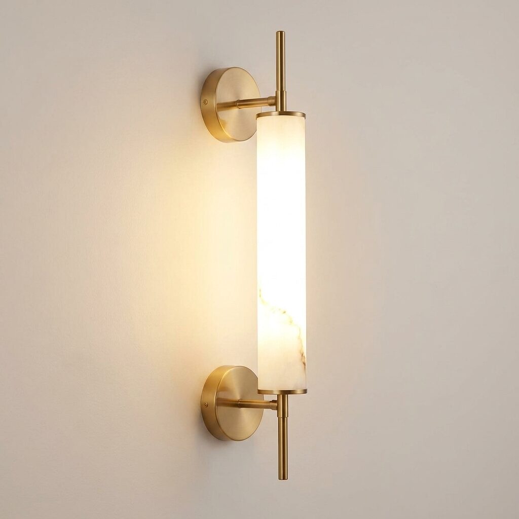 download - 2026-06-04T163450.548 Proudome 3 Color Mode LED Wall Light | Modern Marble Effect Decorative Gold Wall Lamp - Image 1