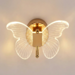 Proudome 3 Color Mode LED Butterfly Wall Light | Acrylic Decorative Wing Design Gold Wall Lamp