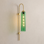 Proudome Green Glass Wall Light | Modern Decorative Metal Wall Lamp (Bulb Not Included)