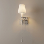 Proudome Crystal Wall Light with Fabric Shade | Luxury Decorative Indoor Wall Lamp (Bulb Not Included)