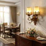 Proudome Amber Glass Double Wall Light | Decorative Vintage Style Wall Sconce (Bulb Not Included) - Image 3