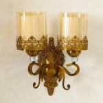 Proudome Amber Glass Double Wall Light | Decorative Vintage Style Wall Sconce (Bulb Not Included) - Image 2