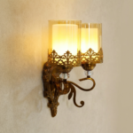 Proudome Amber Glass Double Wall Light | Decorative Vintage Style Wall Sconce (Bulb Not Included) - Image 4