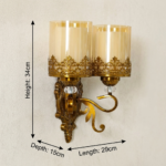 Proudome Amber Glass Double Wall Light | Decorative Vintage Style Wall Sconce (Bulb Not Included) - Image 6