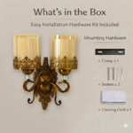 Proudome Amber Glass Double Wall Light | Decorative Vintage Style Wall Sconce (Bulb Not Included) - Image 7