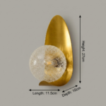 Proudome Decorative Glass Globe Wall Light | Gold Finish Designer Wall Sconce for Modern Interiors (G9 Bulb Included) - Image 6