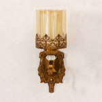 Proudome Amber Glass Wall Light | Antique Gold Decorative Wall Lamp | Bulb Not Included - Image 3