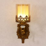 Proudome Amber Glass Wall Light | Antique Gold Decorative Wall Lamp | Bulb Not Included - Image 4
