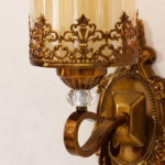 Proudome Amber Glass Wall Light | Antique Gold Decorative Wall Lamp | Bulb Not Included - Image 5