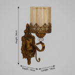 Proudome Amber Glass Wall Light | Antique Gold Decorative Wall Lamp | Bulb Not Included - Image 6