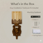 Proudome Amber Glass Wall Light | Antique Gold Decorative Wall Lamp | Bulb Not Included - Image 7