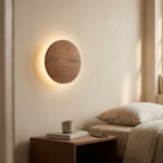 Proudome Wood Finish LED Wall Light | Modern Round Indoor Outdoor Decorative Wall Lamp - Image 3