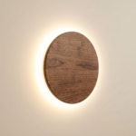 Proudome Wood Finish LED Wall Light | Modern Round Indoor Outdoor Decorative Wall Lamp - Image 4