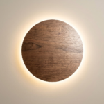 Proudome Wood Finish LED Wall Light | Modern Round Indoor Outdoor Decorative Wall Lamp