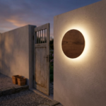 Proudome Wood Finish LED Wall Light | Modern Round Indoor Outdoor Decorative Wall Lamp - Image 5