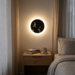 Proudome Black Marble Finish LED Wall Light | Modern Round Indoor Outdoor Decorative Wall Lamp - Image 3