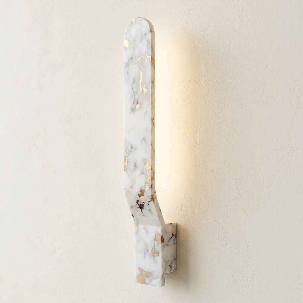 download - 2026-06-20T133950.594 Proudome Marble Finish Metal LED Wall Light | Modern Designer Wall Sconce for Home Interiors - Image 1