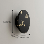 Proudome Black Marble Finish LED Wall Light | Modern Round Indoor Outdoor Decorative Wall Lamp - Image 8