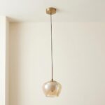 Proudome 3 Color Mode Amber Glass LED Pendant Light | Modern Gold Decorative Ceiling Hanging Light - Image 2
