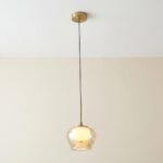 Proudome 3 Color Mode Amber Glass LED Pendant Light | Modern Gold Decorative Ceiling Hanging Light