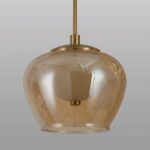 Proudome 3 Color Mode Amber Glass LED Pendant Light | Modern Gold Decorative Ceiling Hanging Light - Image 5