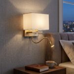 Proudome Fabric Shade Wall Light with LED Reading Light | Modern Bedside Wall Lamp - Image 2