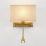 Proudome Fabric Shade Wall Light with LED Reading Light | Modern Bedside Wall Lamp - Image 4