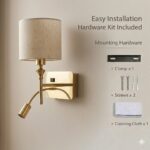 Proudome Fabric Shade Wall Light with LED Reading Light | Modern Gold Bedside Wall Lamp - Image 7