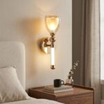 Proudome Amber Glass LED Wall Light | Modern Decorative Gold Wall Lamp - Image 3