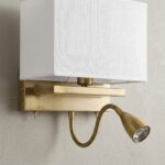 Proudome Fabric Shade Wall Light with LED Reading Light | Modern Bedside Wall Lamp - Image 5