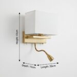 Proudome Fabric Shade Wall Light with LED Reading Light | Modern Bedside Wall Lamp - Image 6