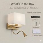 Proudome Fabric Shade Wall Light with LED Reading Light | Modern Bedside Wall Lamp - Image 7