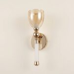 Proudome Amber Glass LED Wall Light | Modern Decorative Gold Wall Lamp - Image 2