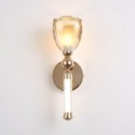Proudome Amber Glass LED Wall Light | Modern Decorative Gold Wall Lamp - Image 4