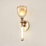 Proudome Amber Glass LED Wall Light | Modern Decorative Gold Wall Lamp